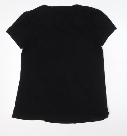 Mia Moda Womens Black Viscose Basic Button-Up Size 16 V-Neck