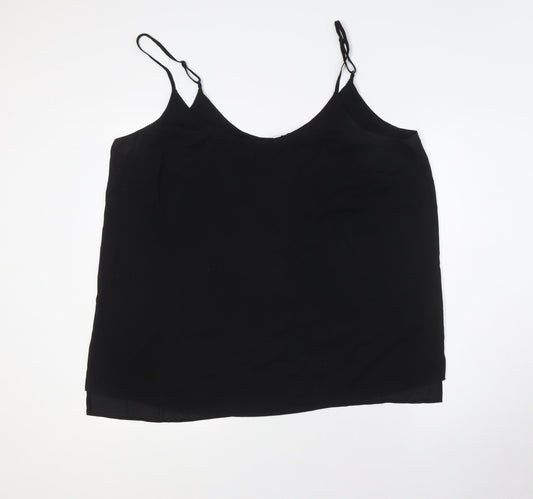 Dorothy Perkins Womens Black Polyester Camisole Button-Up Size 20 Scoop Neck