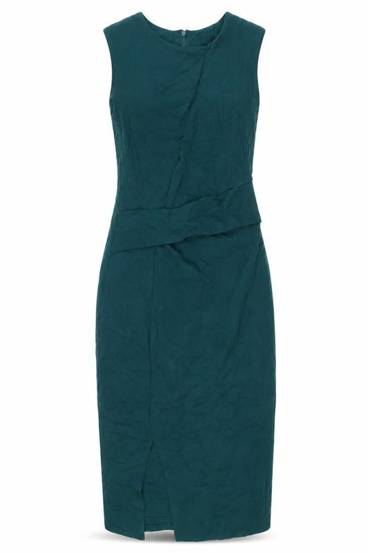 ASOS Womens Green Viscose Pencil Dress Size 10 Round Neck Zip