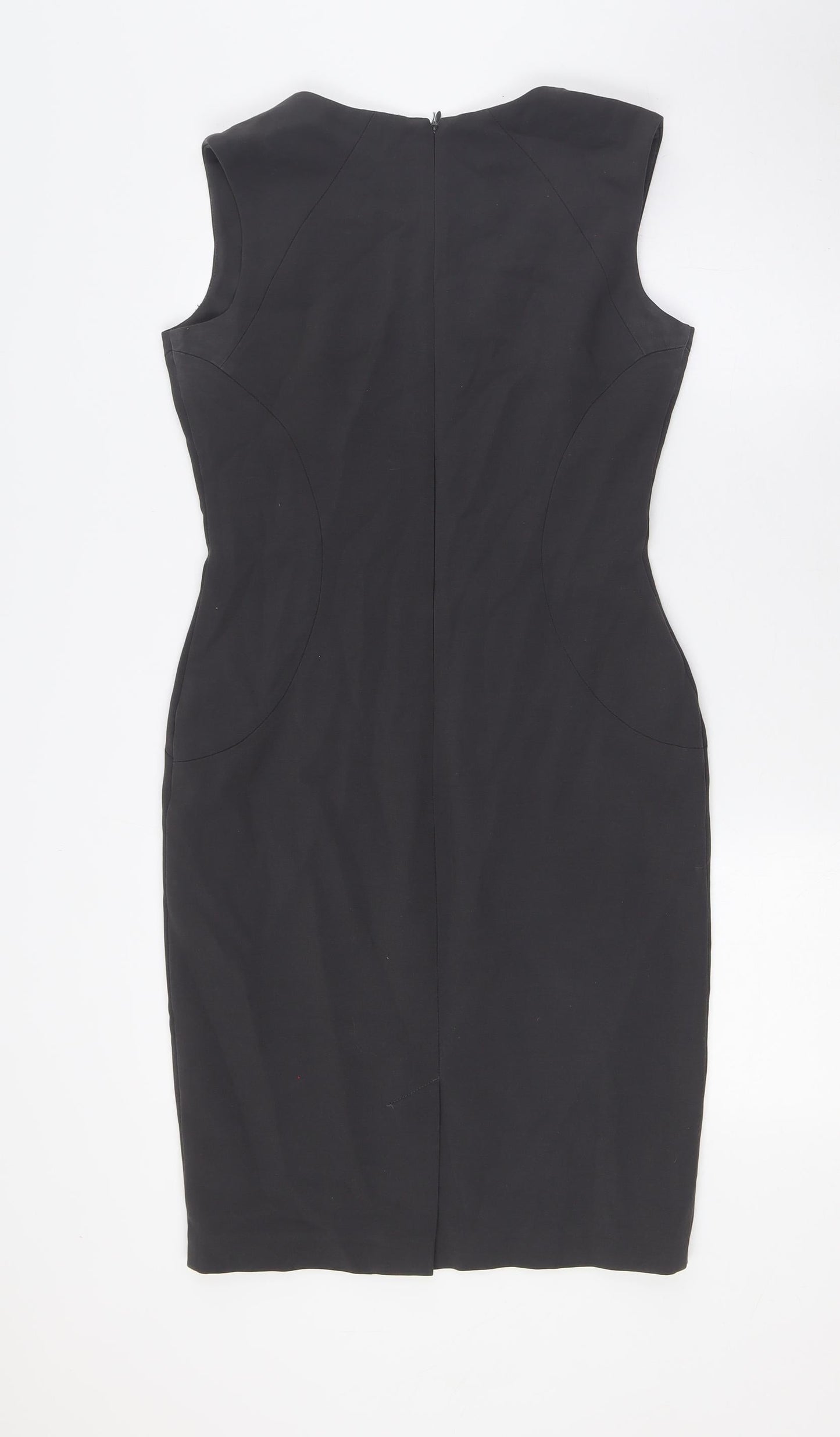 Pied A Terre Womens Grey Polyester Pencil Dress Size 8 Scoop Neck Zip