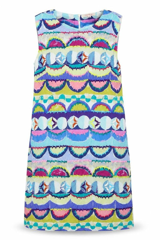 Derhy Womens Multicoloured Cotton Pencil Dress Size M Round Neck Zip