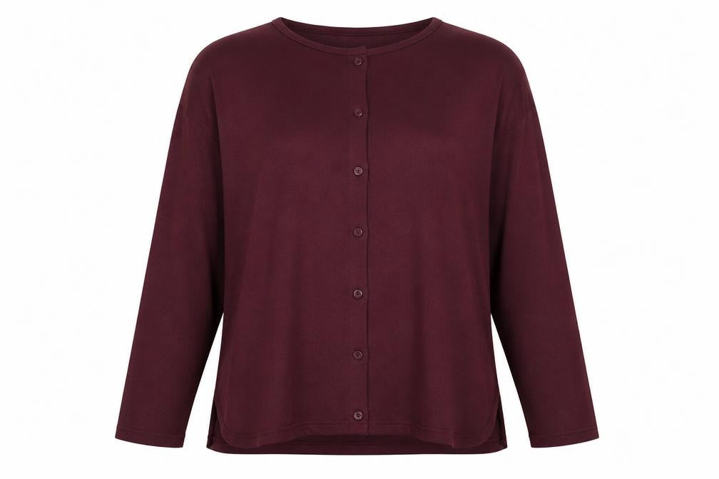 New Look Womens Purple Polyester Basic Button-Up Size 12 Round Neck