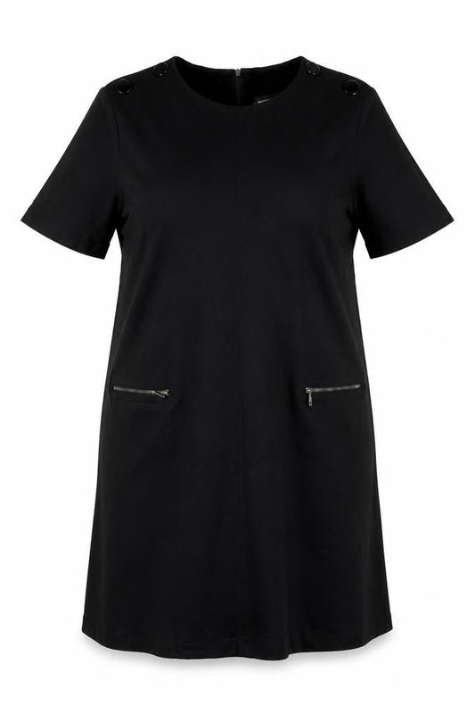Debenhams Womens Black Viscose A-Line Size 18 Round Neck Zip - Zip pockets