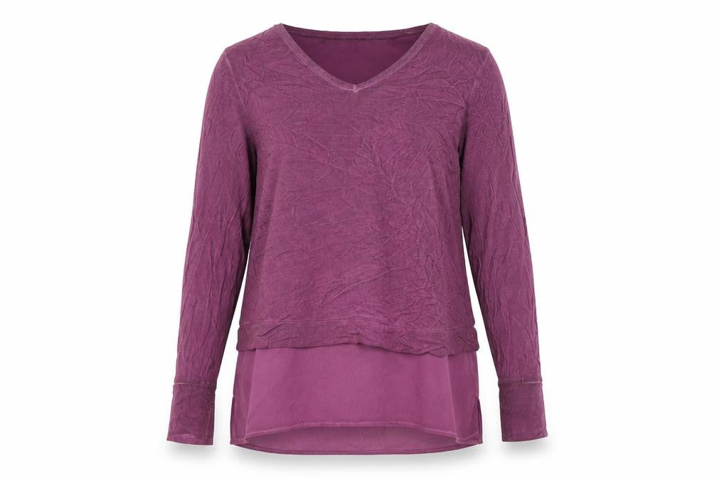 Yest Womens Purple Polyester Basic Button-Up Size 10 V-Neck