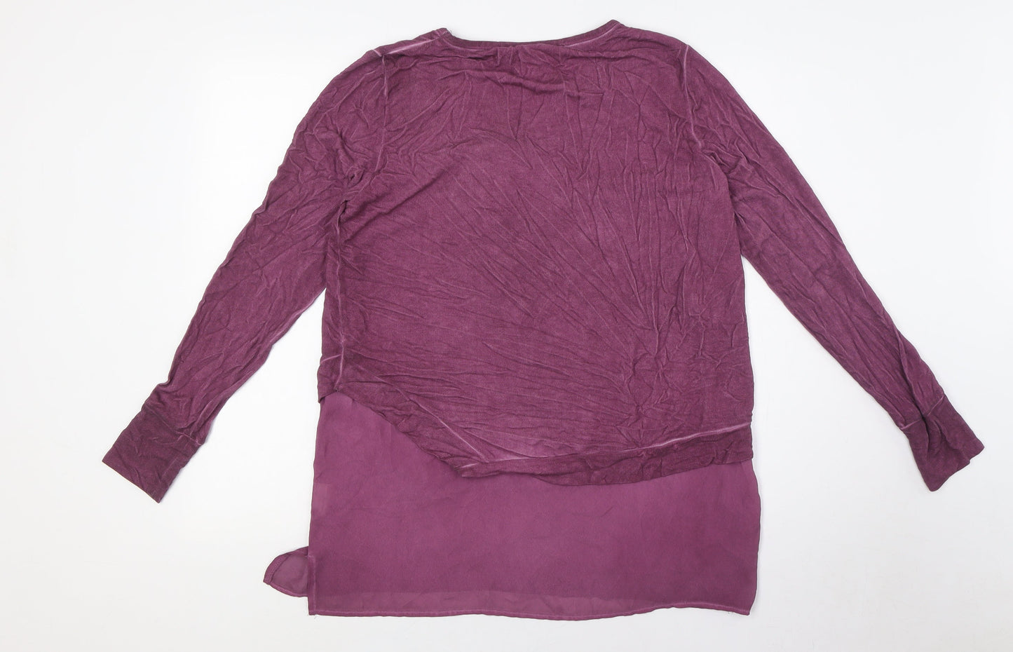 Yest Womens Purple Polyester Basic Button-Up Size 10 V-Neck