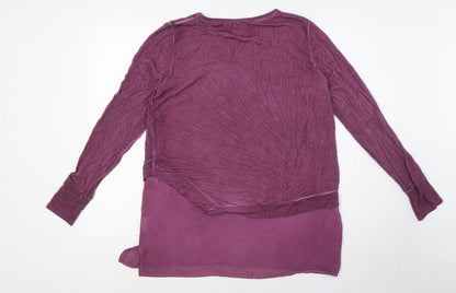 Yest Womens Purple Polyester Basic Button-Up Size 10 V-Neck