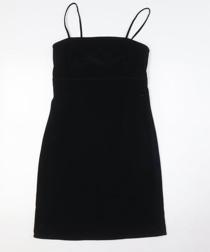 Next Womens Black Polyester Pencil Dress Size 8 Square Neck