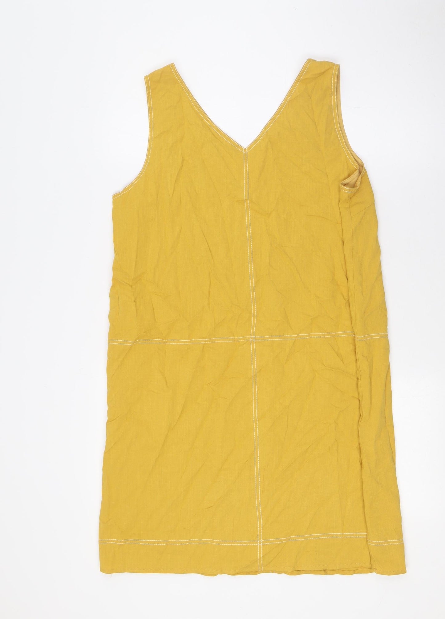 THML Womens Yellow Rayon A-Line Size M V-Neck