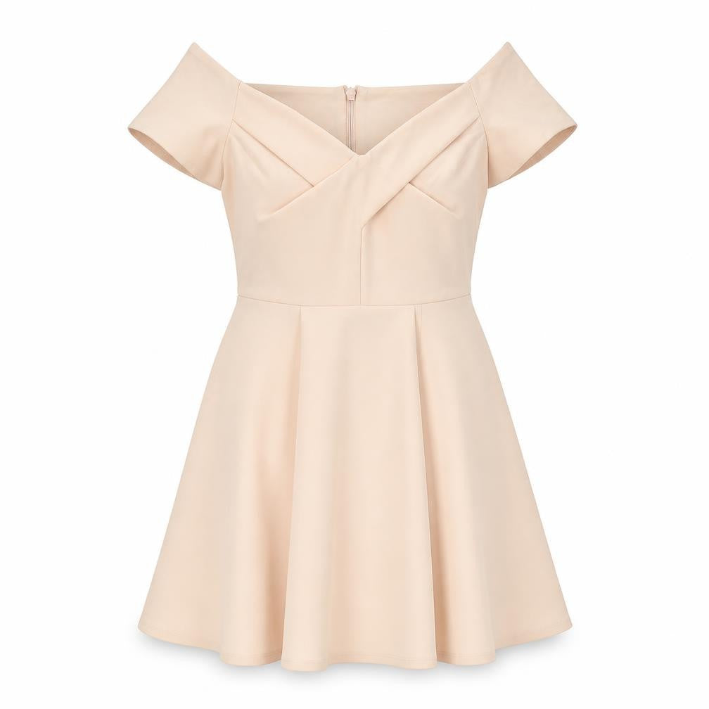 River Island Womens Orange Polyester A-Line Size 12 Off the Shoulder Zip