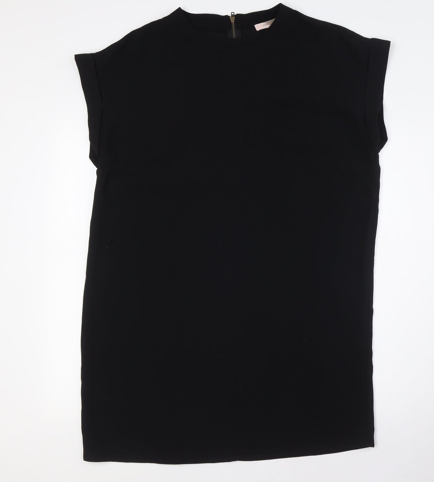 FOREVER 21 Womens Black Polyester Shirt Dress Size M Round Neck Zip