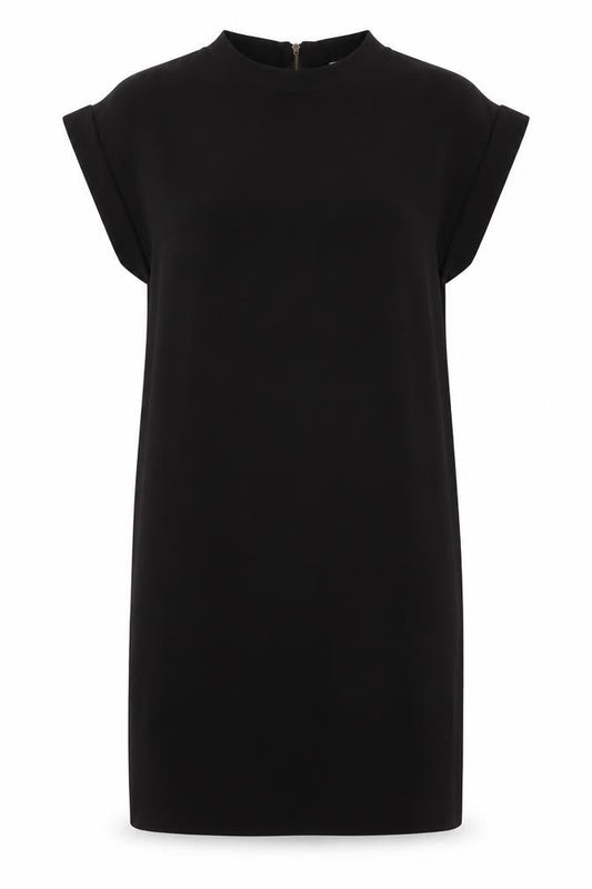 Forever 21 Womens Black Polyester Shirt Dress Size M Round Neck Zip