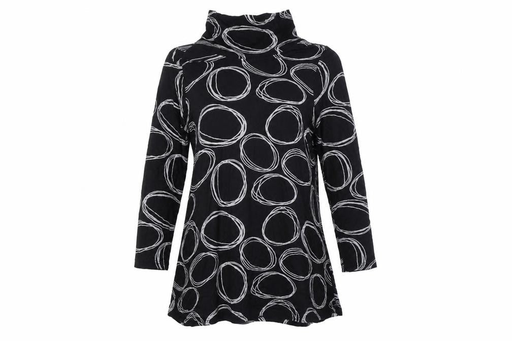 Capri Womens Black Polyester Tunic Button-Up Size XS High Neck