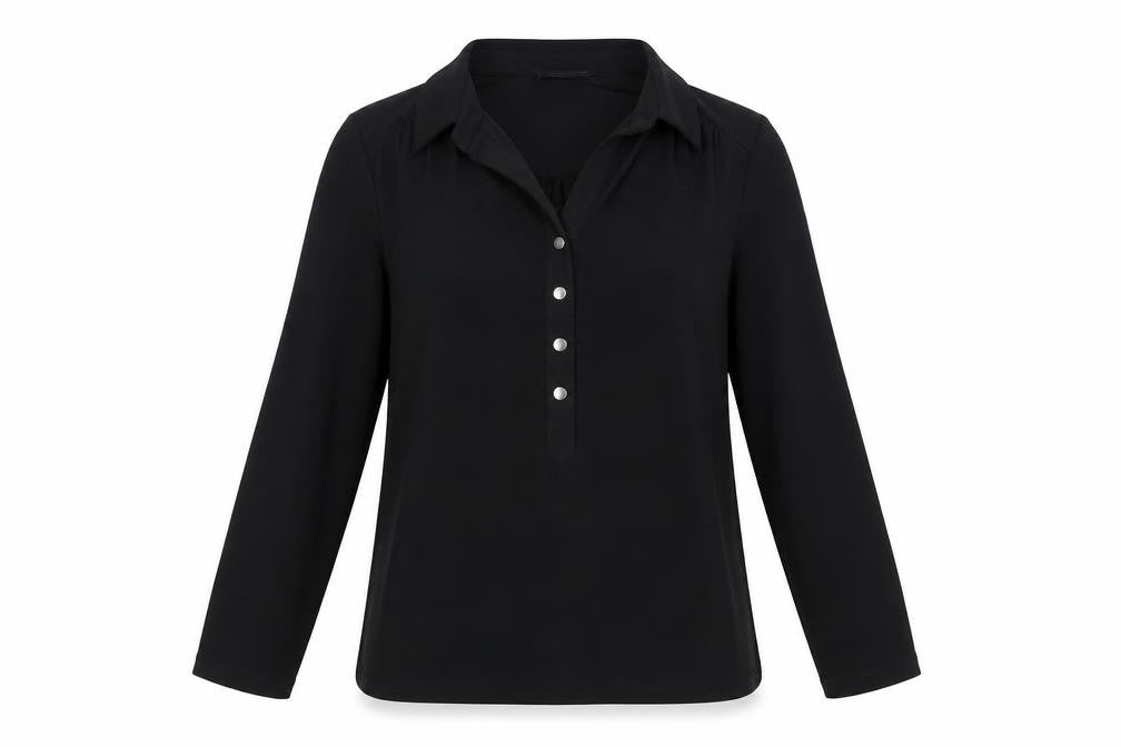 Premise Womens Black Polyester Basic Button-Up Size M Collared