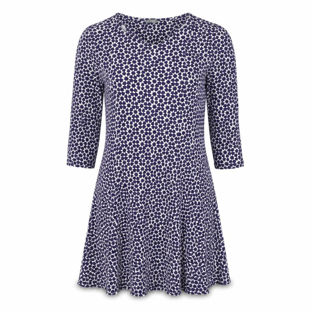 Marks & Spencer Womens Blue Viscose A-Line Size 12 Round Neck - Stars