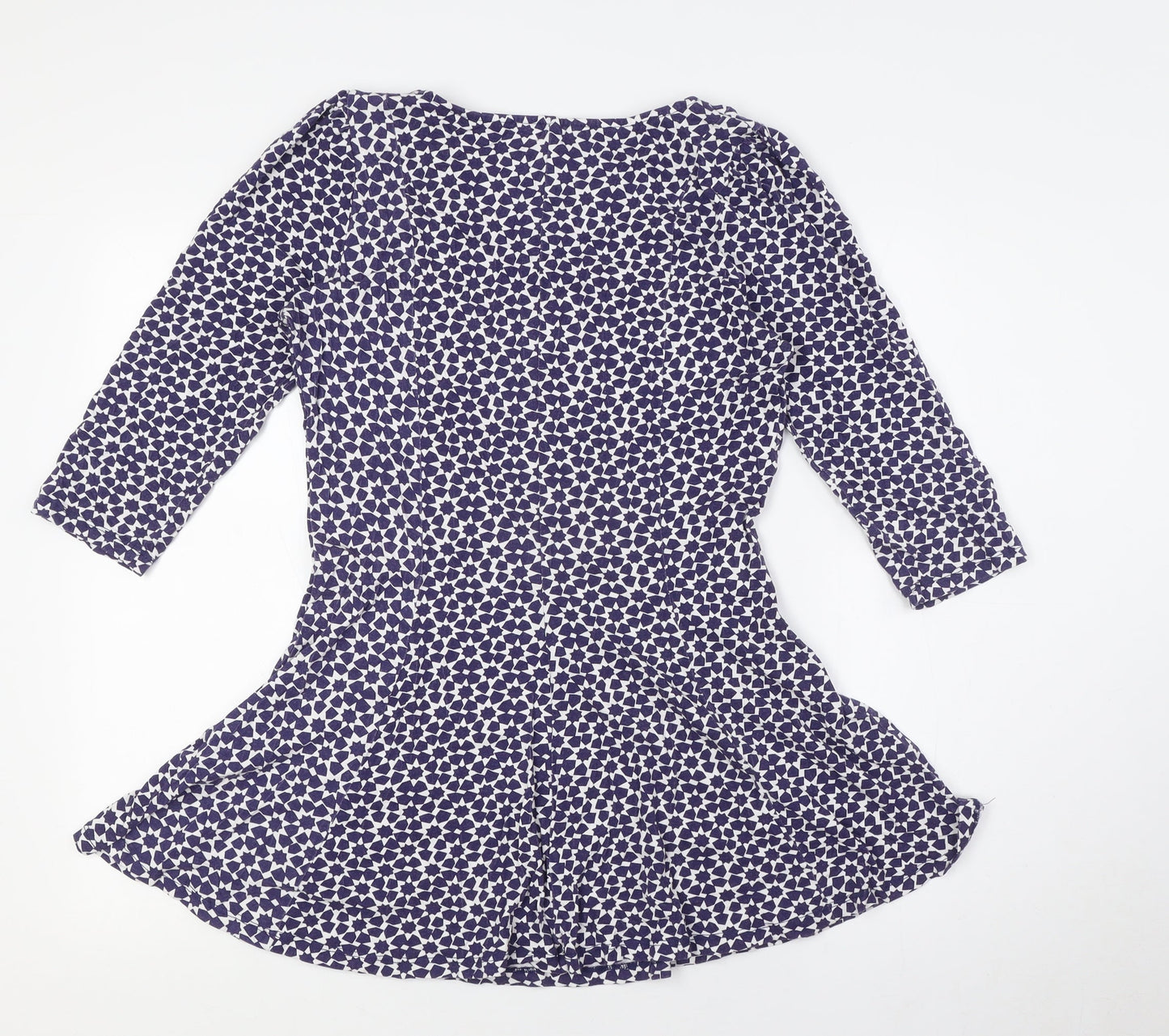Marks and Spencer Womens Blue Viscose A-Line Size 12 Round Neck - Stars