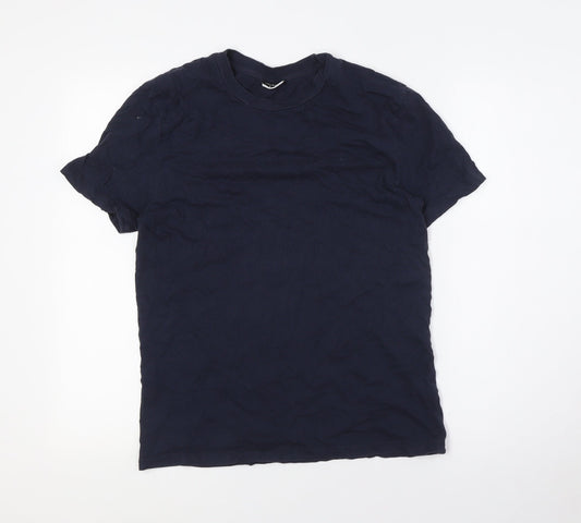 LEFTIES MAN Mens Blue Cotton T-Shirt Size S Crew Neck
