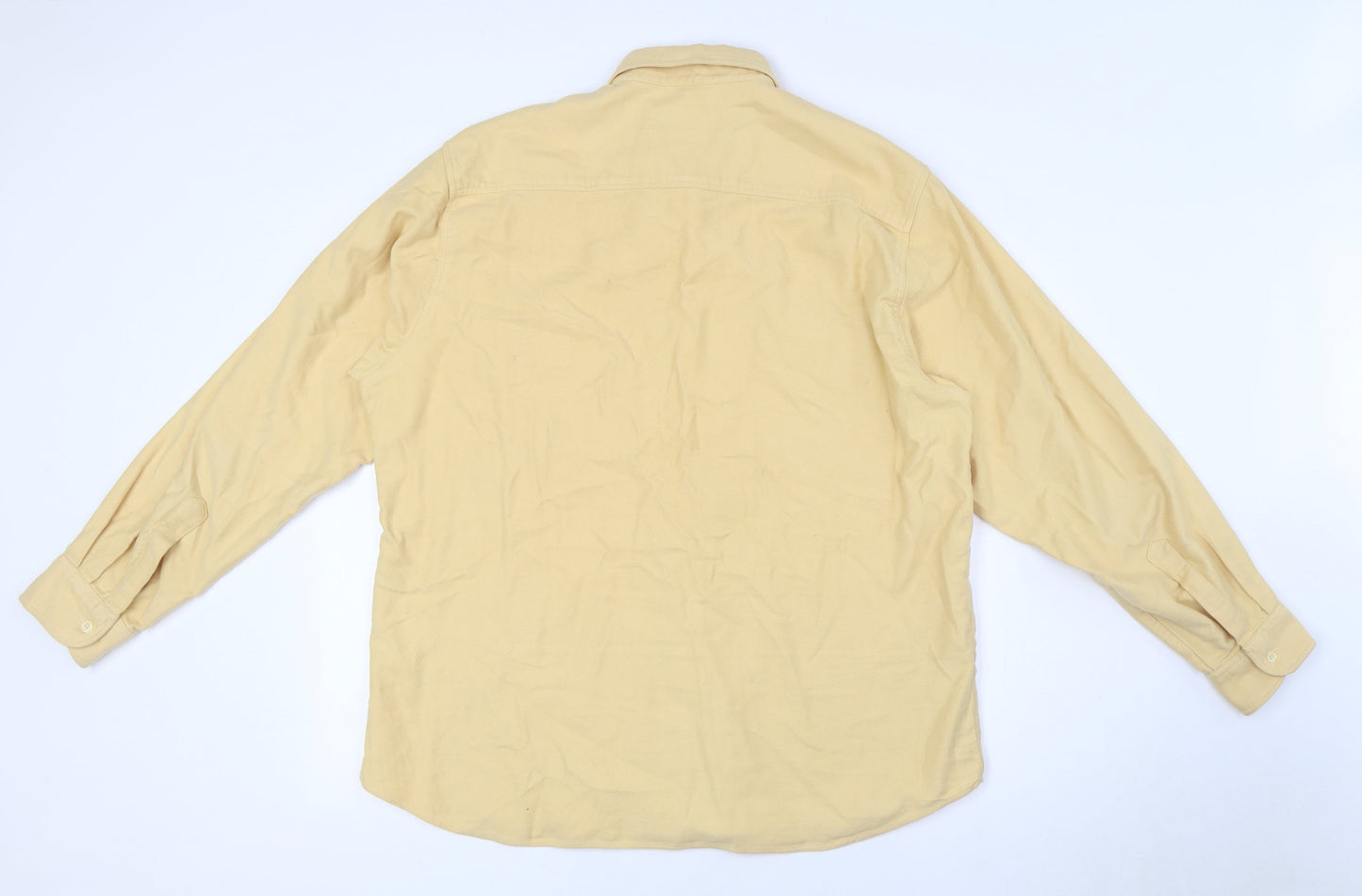 New Class Mens Yellow Cotton Button-Up Size L Collared Button
