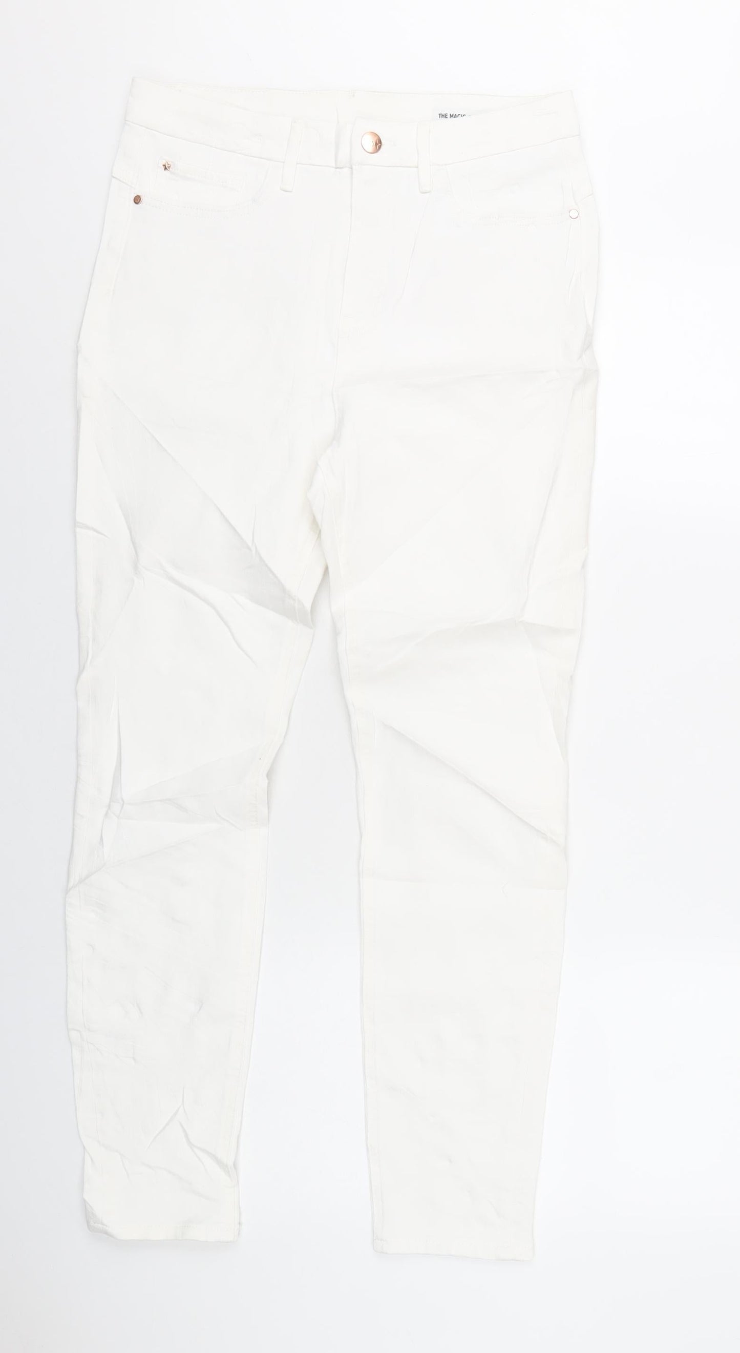 Marks and Spencer Womens White Cotton Skinny Jeans Size 12 L28 in Regular Zip