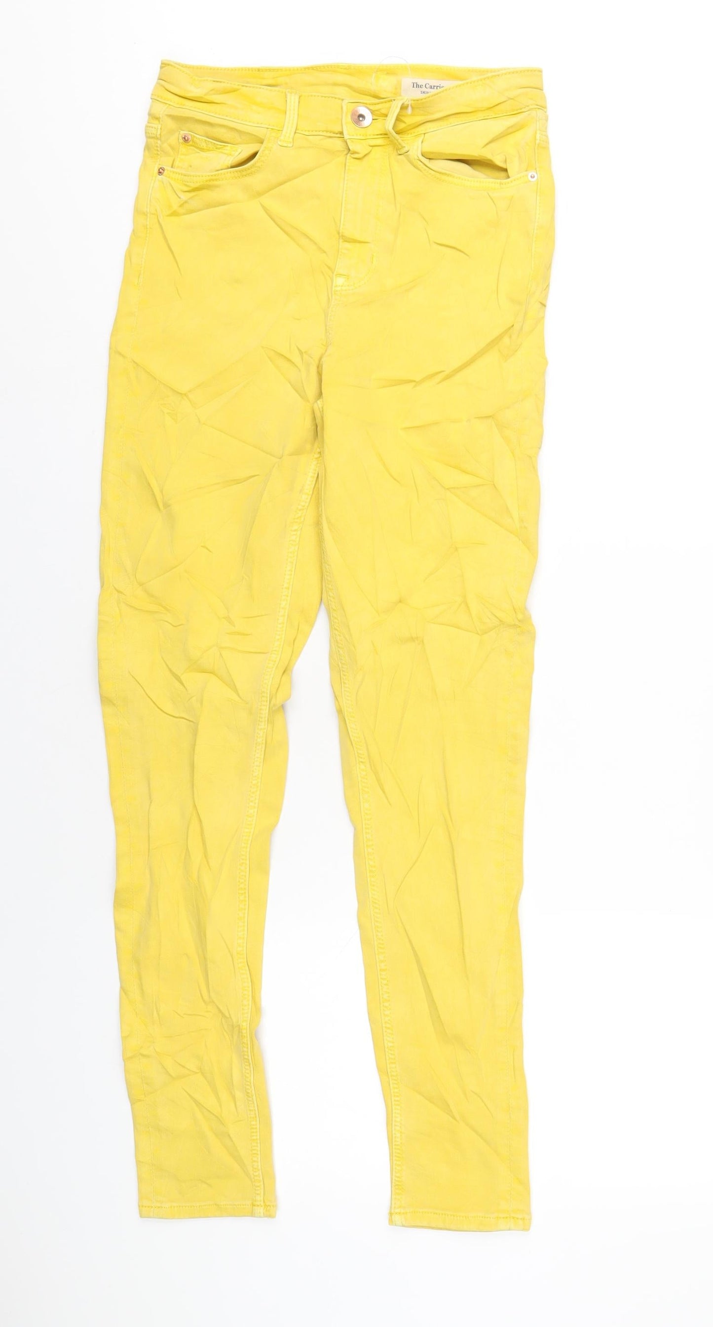 Marks and Spencer Womens Yellow Cotton Skinny Jeans Size 8 L30 in Regular Zip