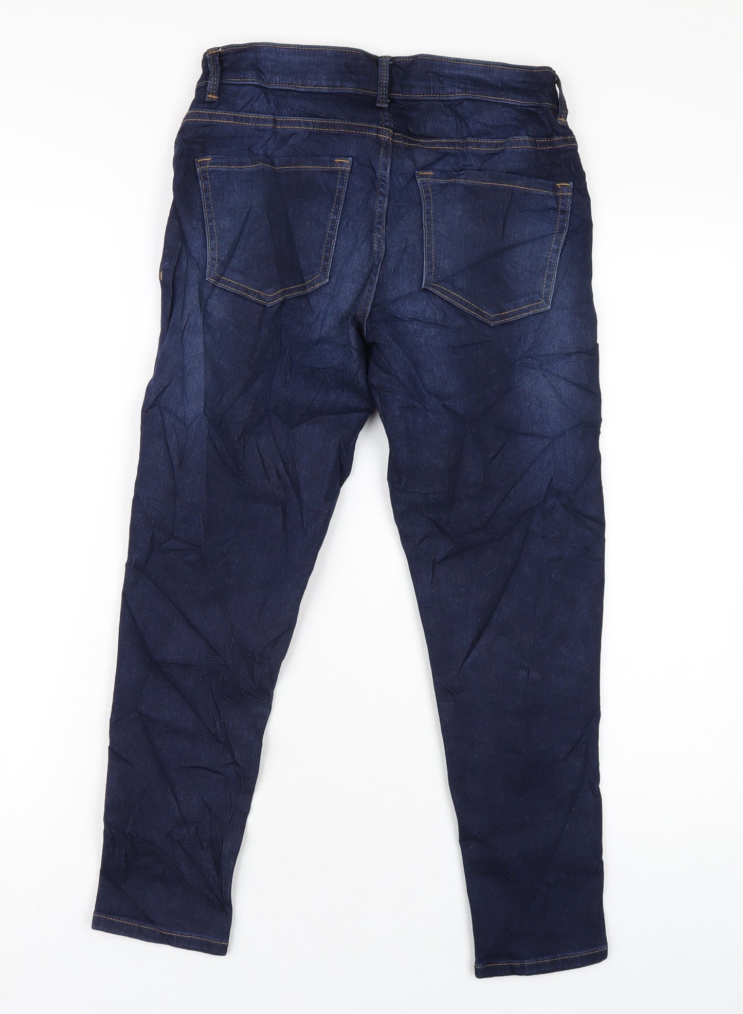 Marks and Spencer Womens Blue Cotton Skinny Jeans Size 8 L26 in Regular Zip