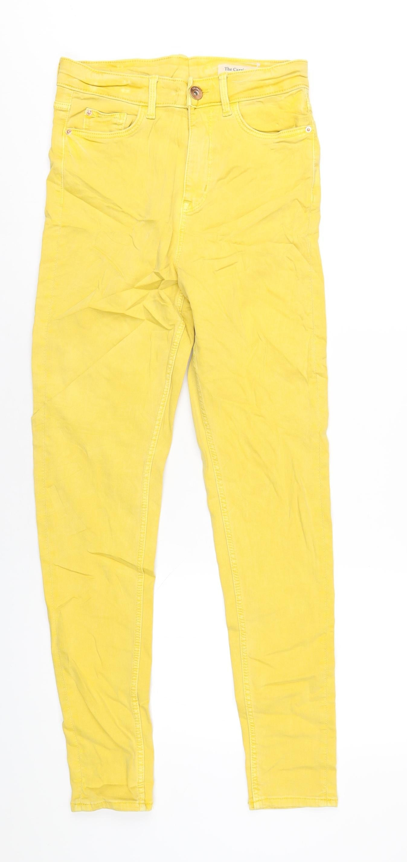 Marks and Spencer Womens Yellow Cotton Skinny Jeans Size 8 L30 in Regular Zip