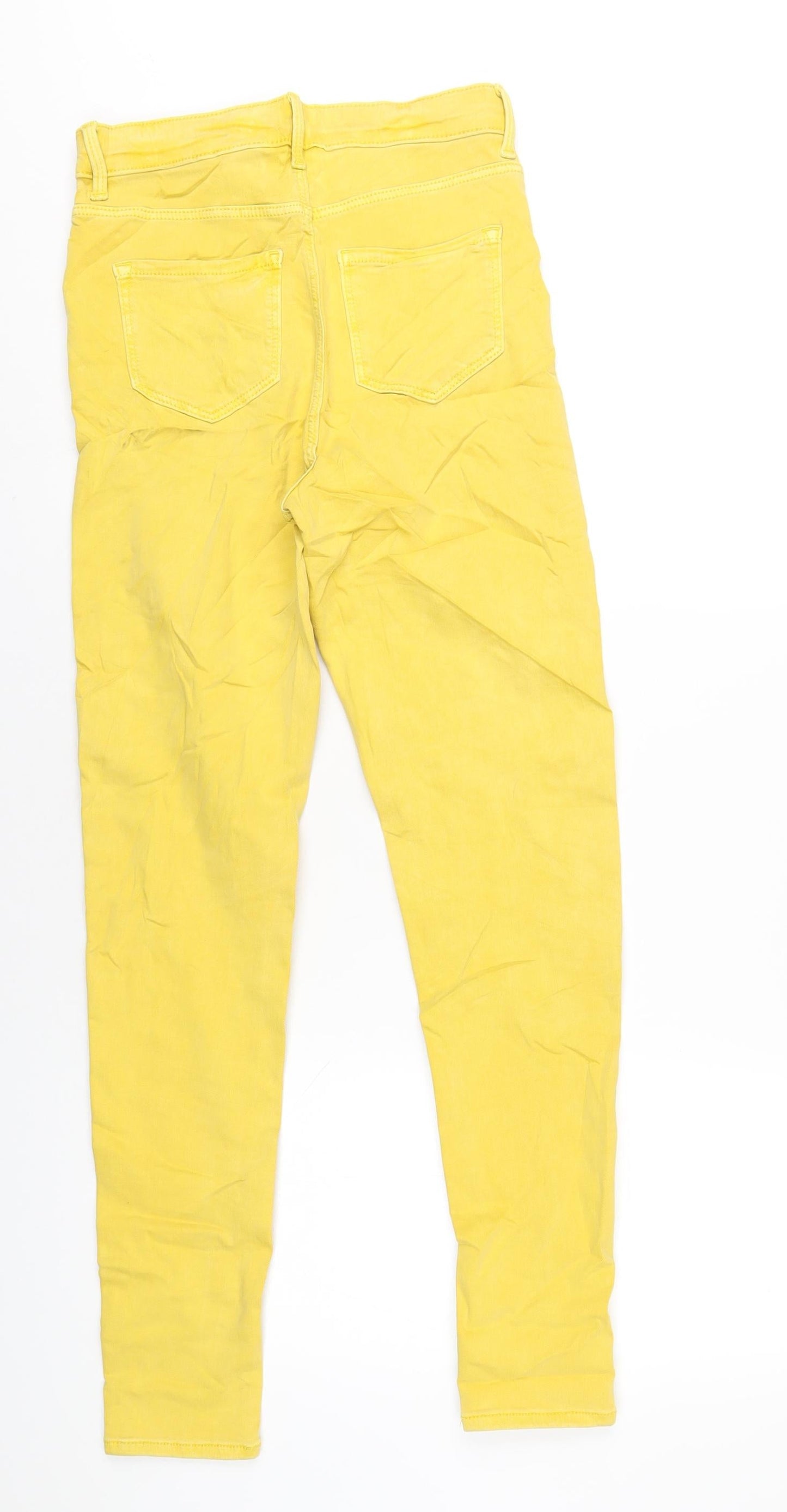 Marks and Spencer Womens Yellow Cotton Skinny Jeans Size 8 L30 in Regular Zip