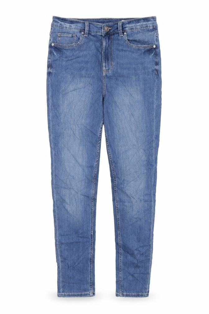 Marks & Spencer Womens Blue Cotton Skinny Jeans Size 12 L29 in Regular Zip