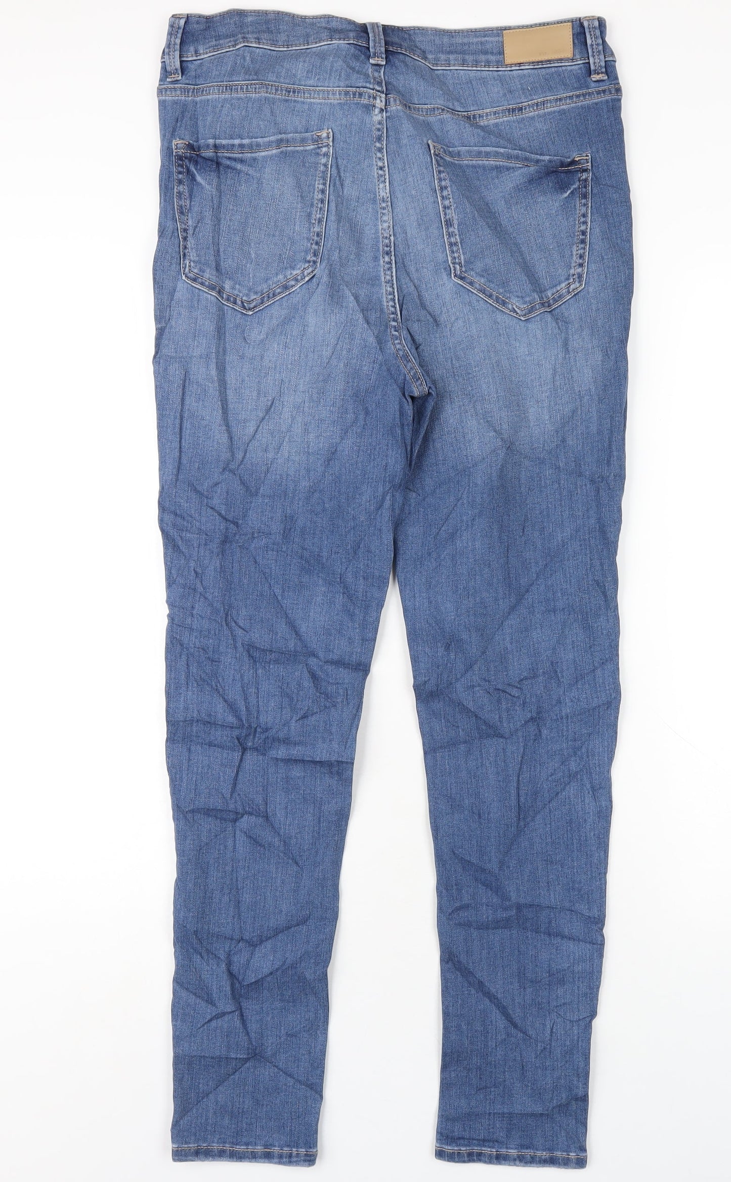 Marks and Spencer Womens Blue Cotton Skinny Jeans Size 12 L29 in Regular Zip