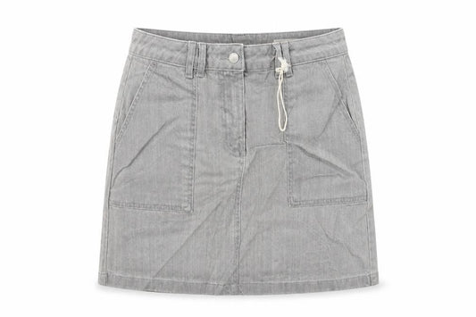 Marks & Spencer Womens Grey Cotton A-Line Skirt Size 10 Zip