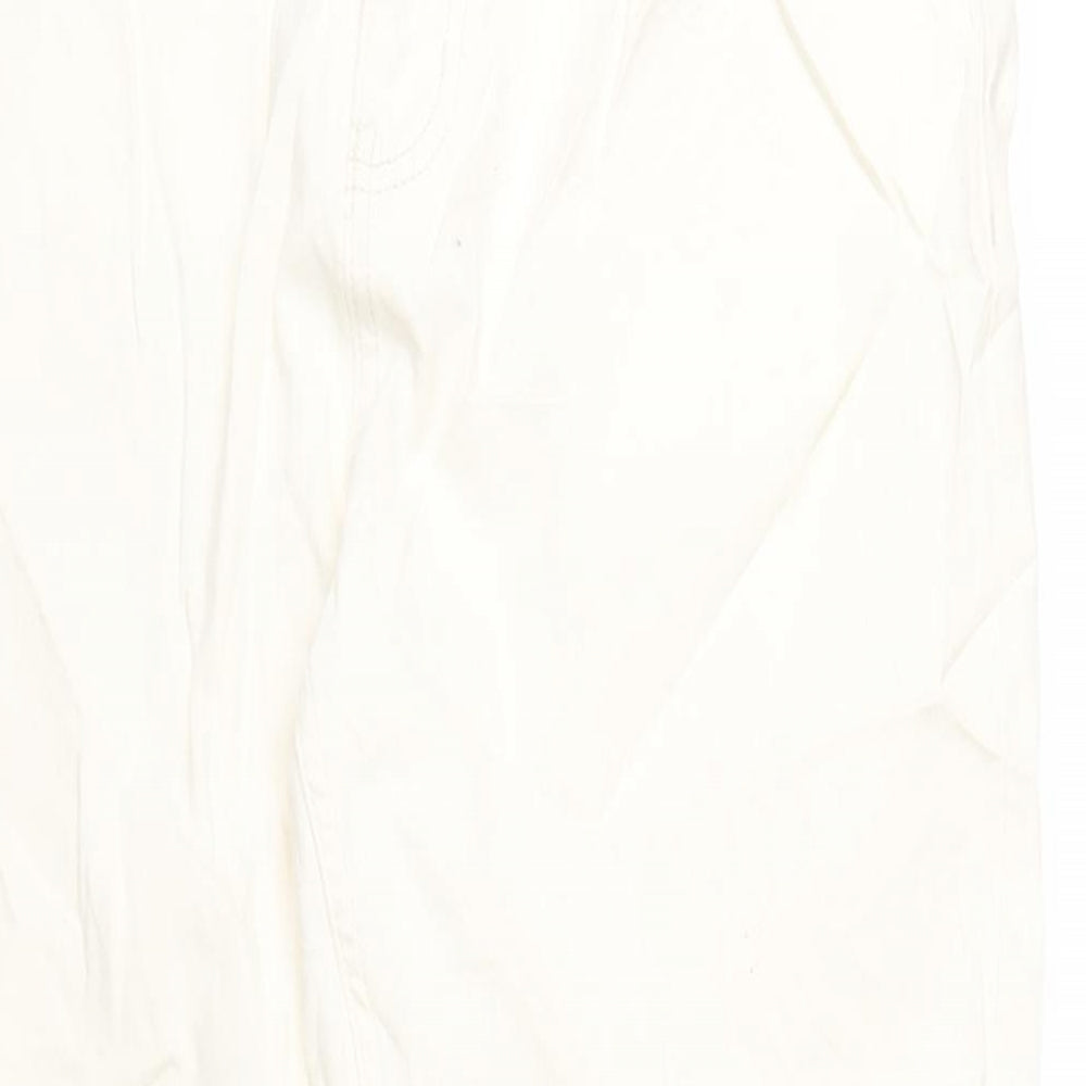 Marks and Spencer Womens Ivory Cotton Skinny Jeans Size 16 L32 in Regular Zip