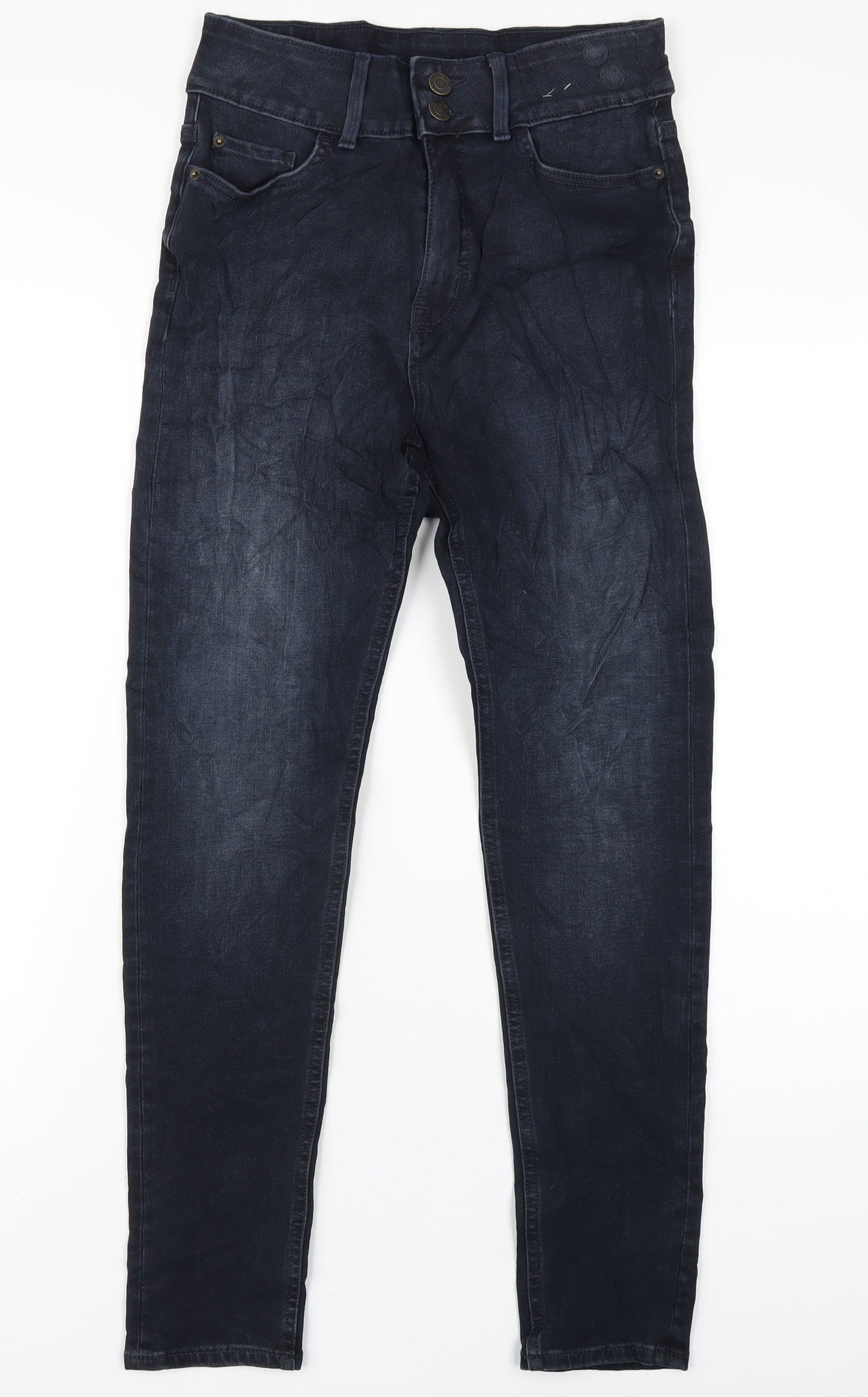Marks and Spencer Womens Blue Cotton Skinny Jeans Size 8 L29 in Regular Zip