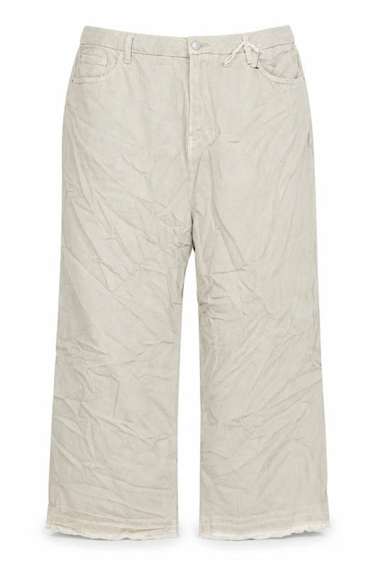 Marks & Spencer Womens Beige Cotton Wide-Leg Jeans Size 22 L26 in Regular Zip