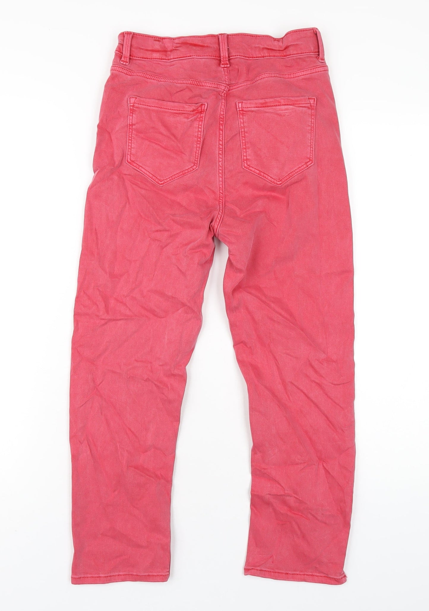 Marks and Spencer Womens Red Cotton Cropped Jeans Size 8 L23 in Regular Zip