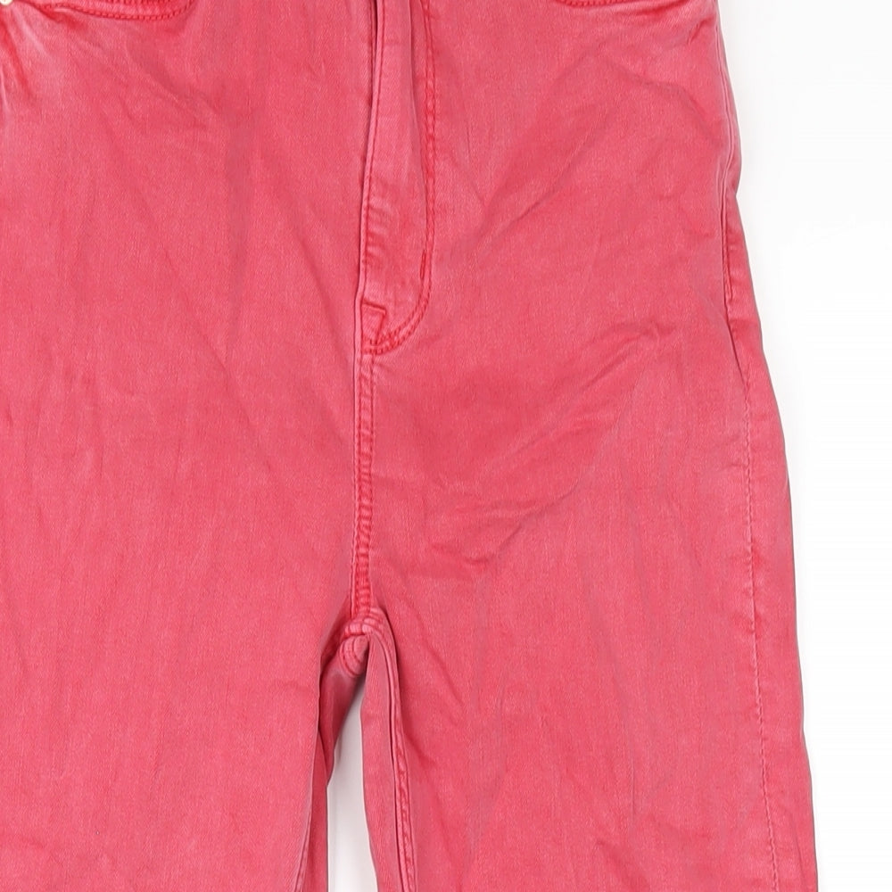Marks and Spencer Womens Red Cotton Cropped Jeans Size 8 L23 in Regular Zip