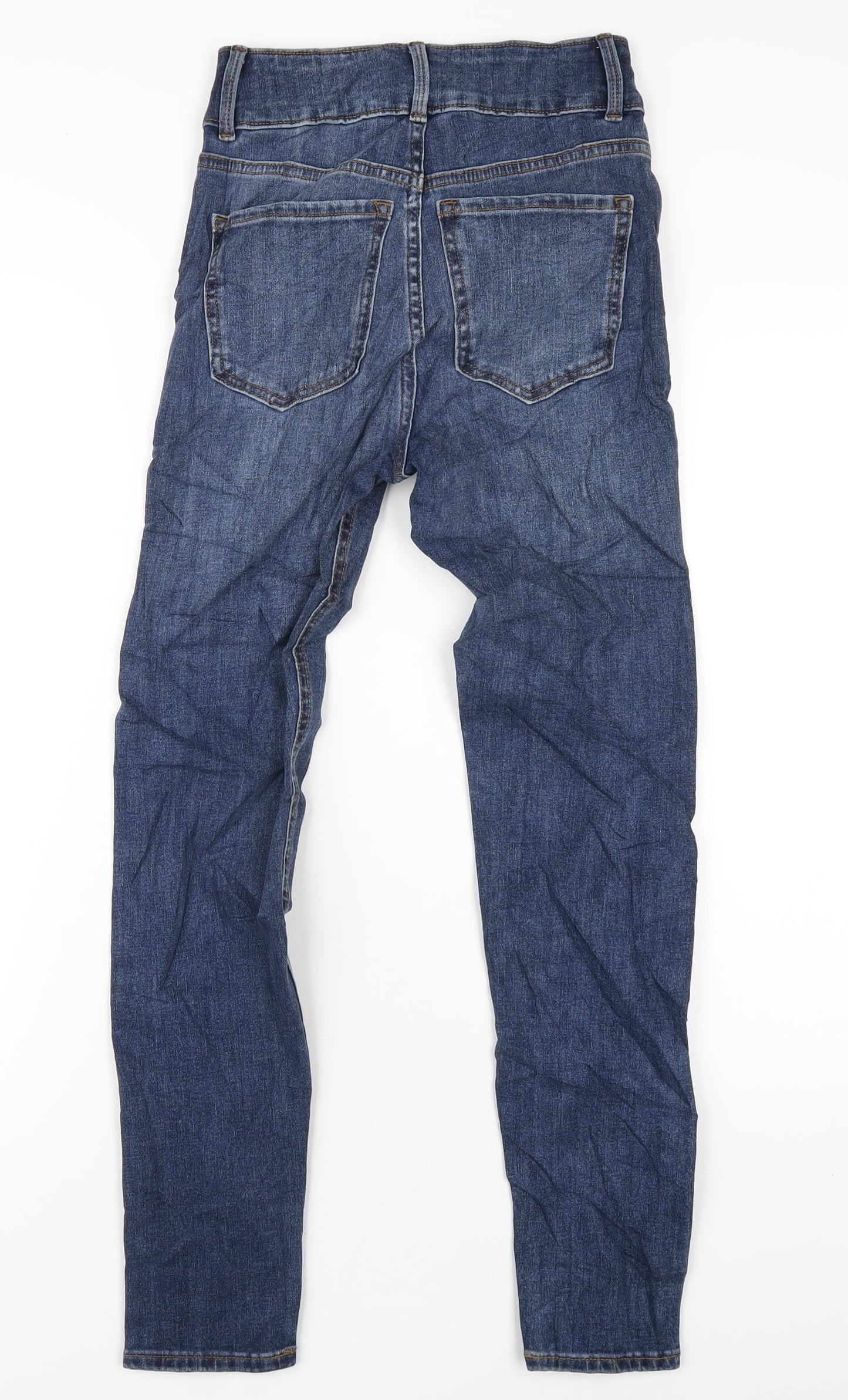 Marks and Spencer Womens Blue Cotton Skinny Jeans Size 6 L29 in Regular Zip