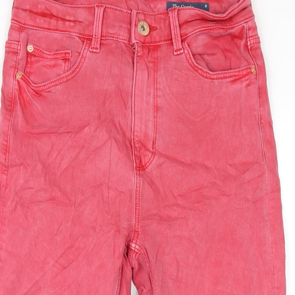 Marks and Spencer Womens Red Cotton Cropped Jeans Size 8 L23 in Regular Zip