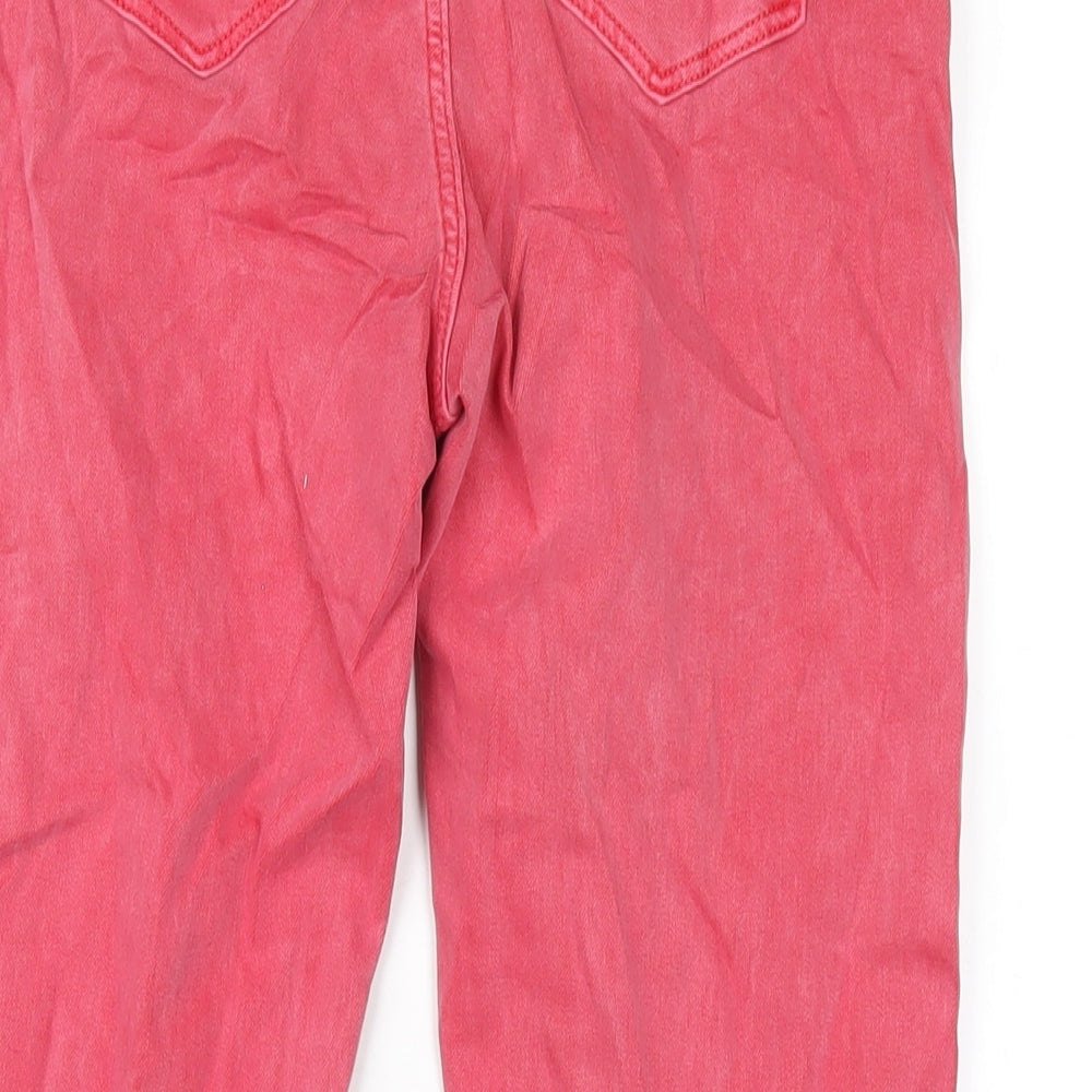 Marks and Spencer Womens Red Cotton Cropped Jeans Size 8 L23 in Regular Zip