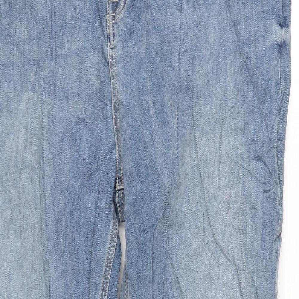 Marks and Spencer Womens Blue Cotton Straight Jeans Size 36 in L30 in Regular Zip