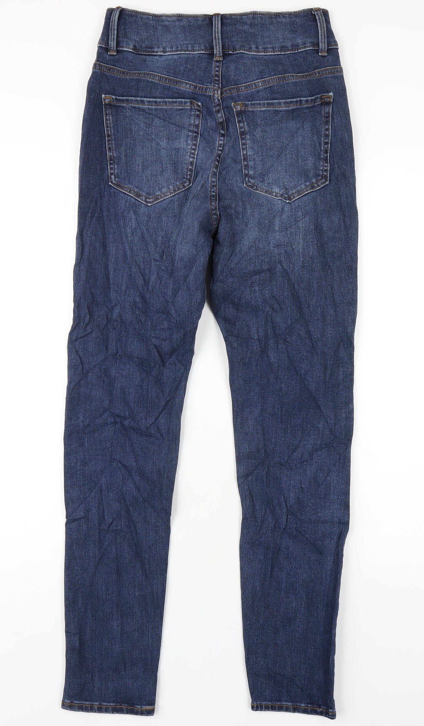 Marks and Spencer Womens Blue Cotton Skinny Jeans Size 8 L29 in Regular Zip