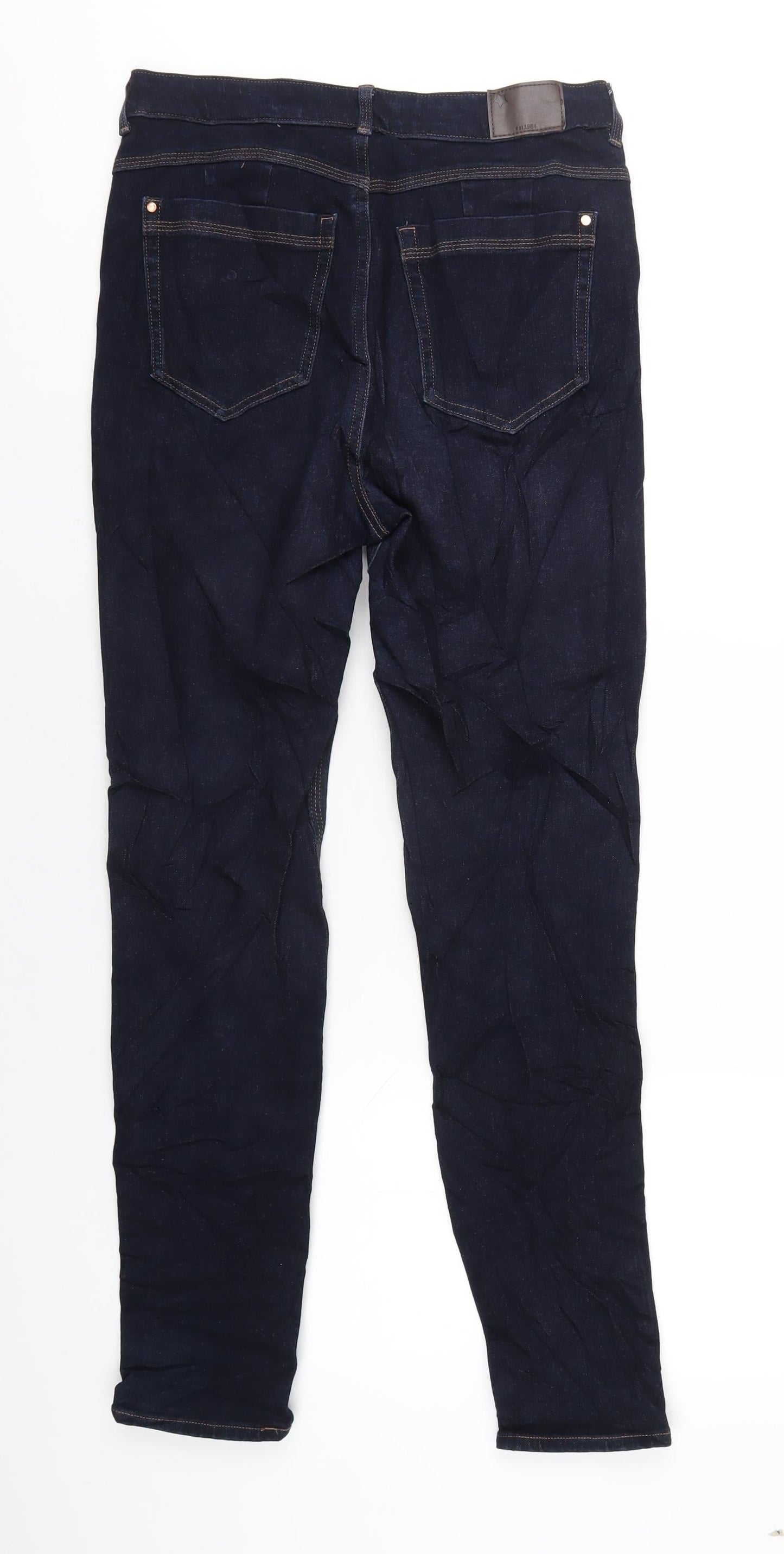 Marks and Spencer Womens Blue Cotton Skinny Jeans Size 12 L30 in Regular Zip