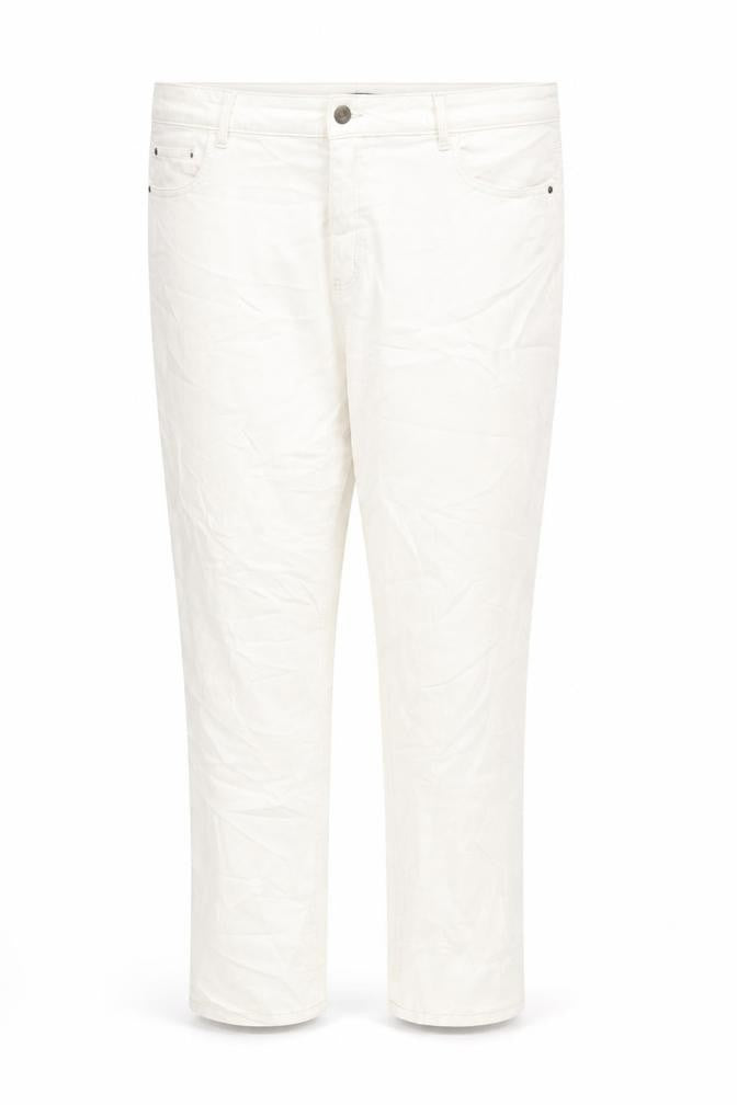 Marks & Spencer Womens Ivory Cotton Straight Jeans Size 22 L29 in Slim Zip