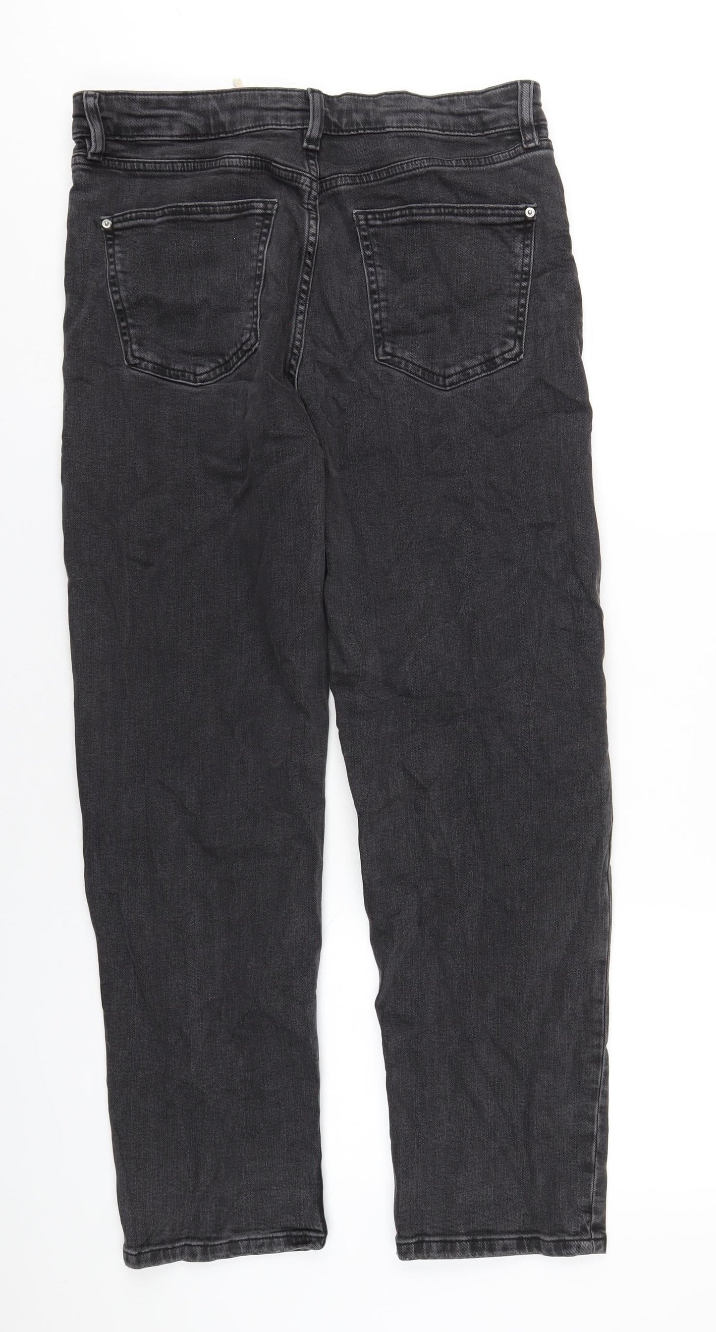 Marks and Spencer Womens Blue Cotton Straight Jeans Size 6 L30 in Regular Zip