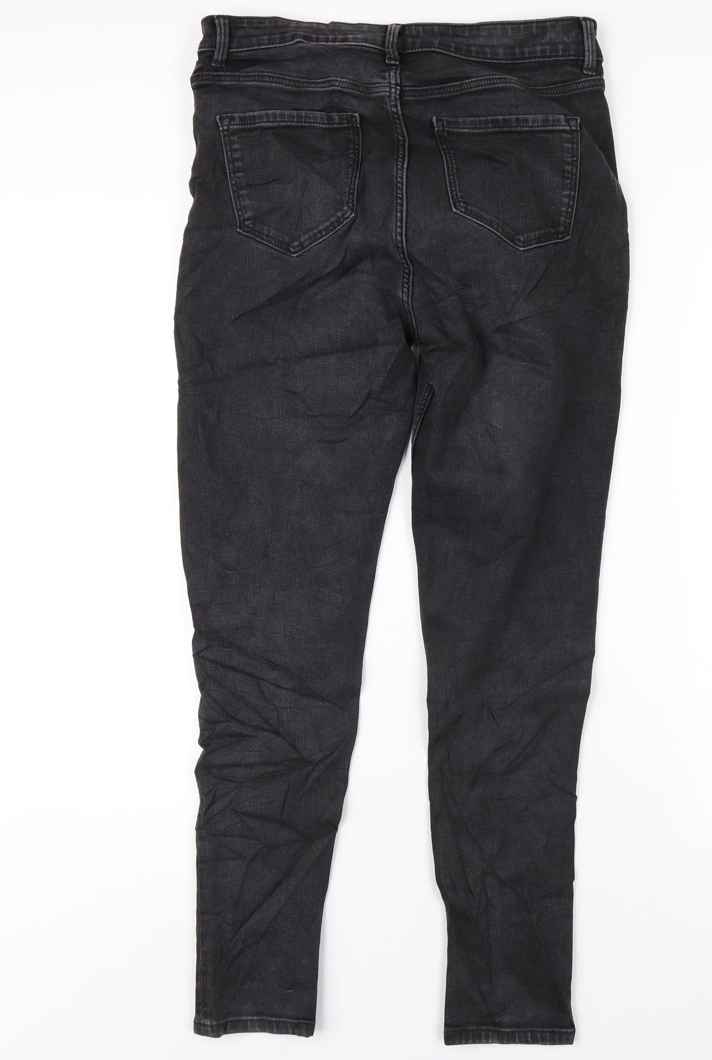 Marks and Spencer Womens Black Cotton Skinny Jeans Size 12 L29 in Regular Zip