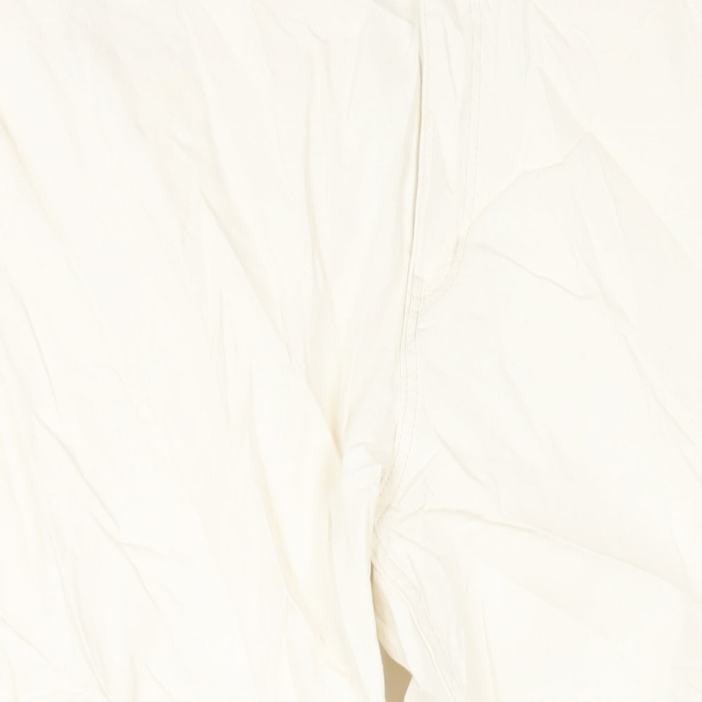 Marks and Spencer Womens Ivory Cotton Straight Jeans Size 24 L28 in Slim Zip