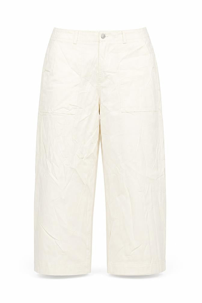 Marks & Spencer Womens Ivory Cotton Wide-Leg Jeans Size 18 L26 in Regular Zip