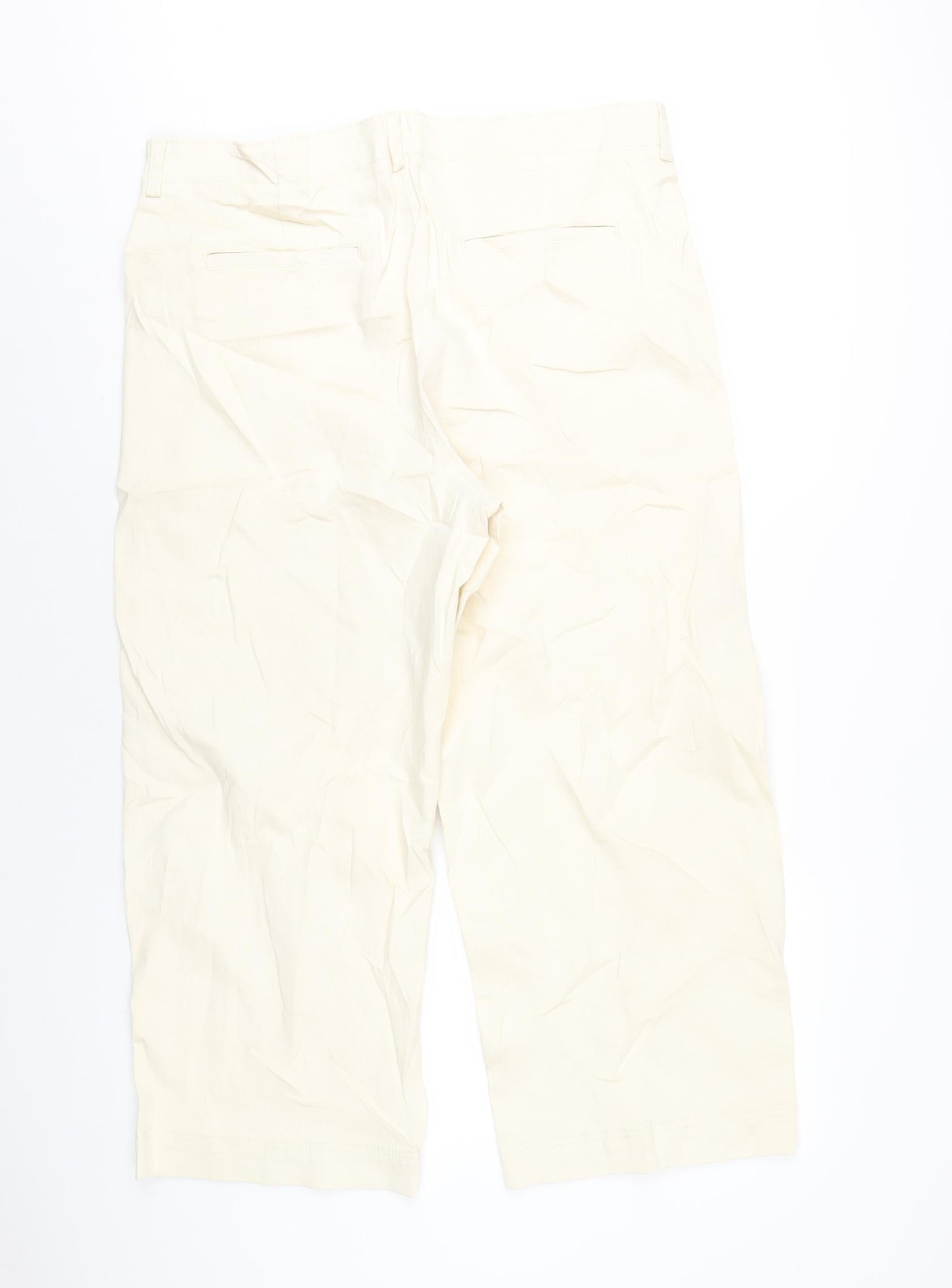 Marks and Spencer Womens Ivory Cotton Wide-Leg Jeans Size 18 L26 in Regular Zip