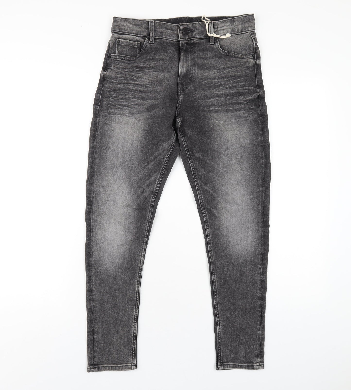 Marks and Spencer Womens Grey Cotton Skinny Jeans Size 10 L26 in Regular Zip
