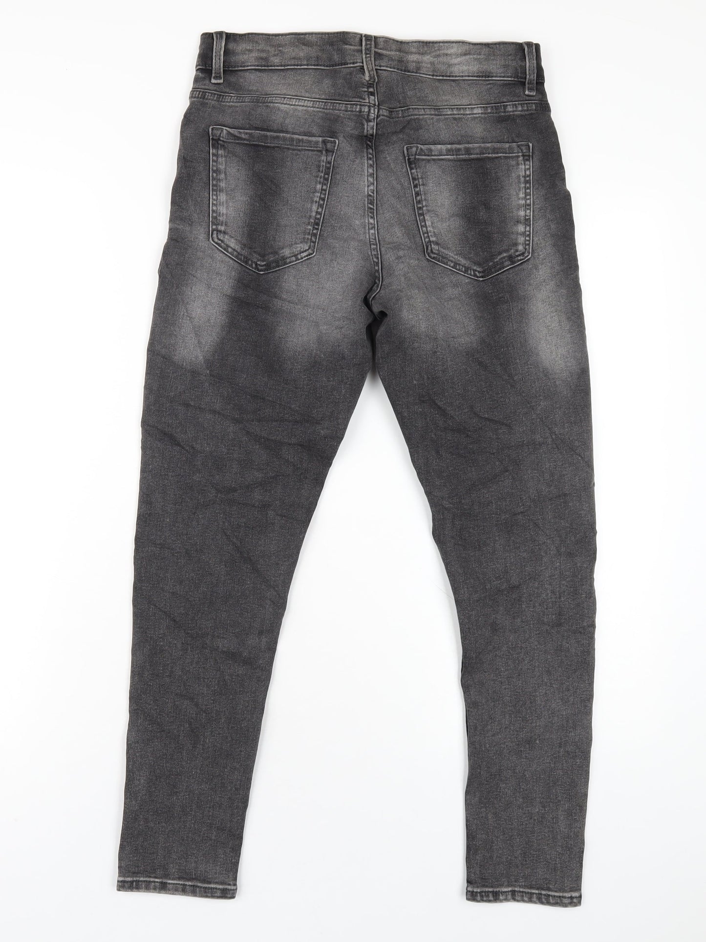 Marks and Spencer Womens Grey Cotton Skinny Jeans Size 10 L26 in Regular Zip