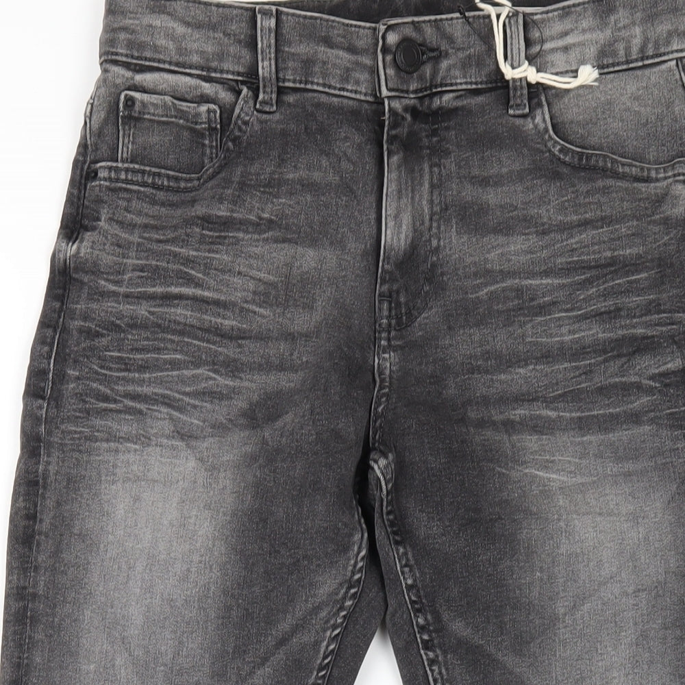 Marks and Spencer Womens Grey Cotton Skinny Jeans Size 10 L26 in Regular Zip