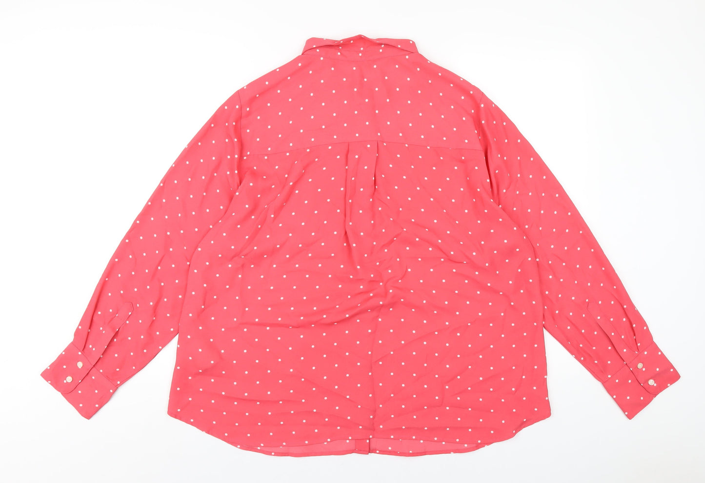 Marks and Spencer Womens Pink Polka Dot Polyester Basic Button-Up Size 18 Collared